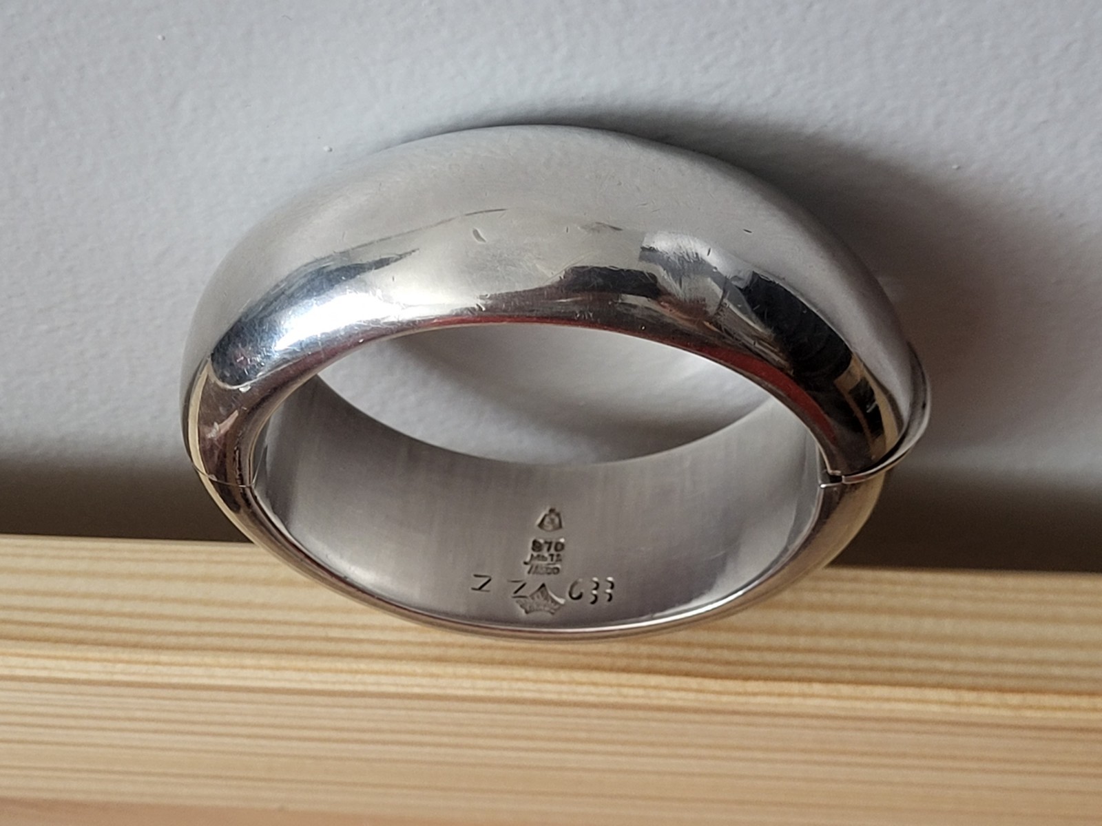 Antonio Pineda 970 Solid Silver Modern Hinge Bang… - image 4