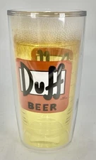 Universal Studios Simpsons Duff Beer Tervis Tumbler Glass Cup Yellow 6”