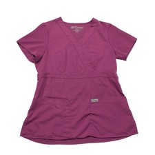 Grey's Anatomy by Barco  Solid Pink Short Sleeve Scrub Top  Women's Size S