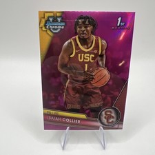 Isaiah Collier 2023-24 Bowman Chrome U 1st Bowman Pink Refractor #96 USC Trojans