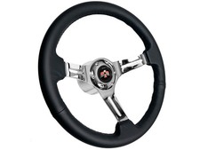 1969 Firebird 14 Black Leather Steering Wheel Kit Chrome Finish
