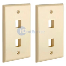 Wall Plate 2 Hole Port Jack Keystone Audio Video Wallplate Ivory - LOT of 2
