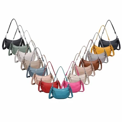 DAMEN TASCHE MOON CROSSBODY SCHULTERTASCHE BAG UMHÄNGETASCHE HALBMOND LEICH TOP - Bild 1 von 4