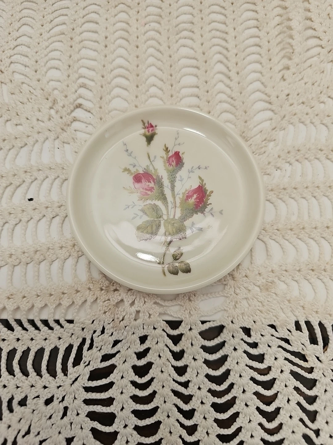 Vintage Rosenthal Porcelain Butter Pat Dish Moss Rose Pattern Bavaria Germany
