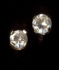 14K Fine Solid Yellow Gold 3mm Round Clear Crystal CZ Solitaire Earrings nm