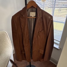 Banana Republic Men's Brown Leather Solid Blazer Jacket 42R