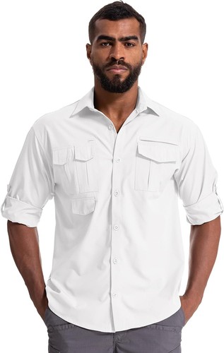 Herren Sonnenschutz Angelshirt Langarm Outdoor schnelltrocknend Cargoshirts - Bild 7 von 45