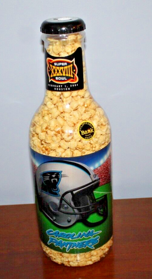 Vintage Carolina Panthers Nfl 2004 Super Bowl Snack Factory Bank New Not Opened