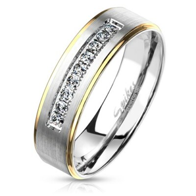 Damen Ring Edelstahl Zirkonia Kristalle Farbrand Herren Bandring Autiga 
