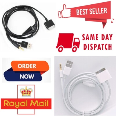 Dock Sich 3.5mm Car Audio IN Aux And USB Data Charging Cable iPod/IPHONE iPadUZ13