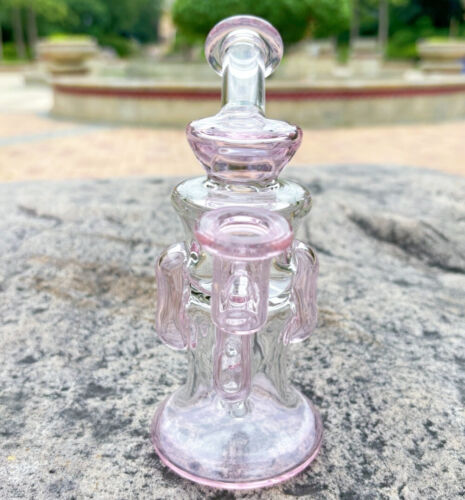 Rosa 6.7" Vidrio Reciclador Bong Bola Estrellada Pyrex Fumar Cachimba Burbujeador con Tazón - Imagen 9 de 11