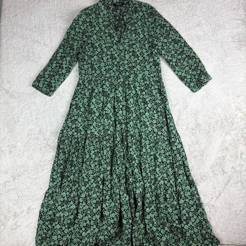 Madewell Button-Front Tiered Midi Dress Fleur Field Cottage Peasant Fairy XS - Imagen 3 de 12