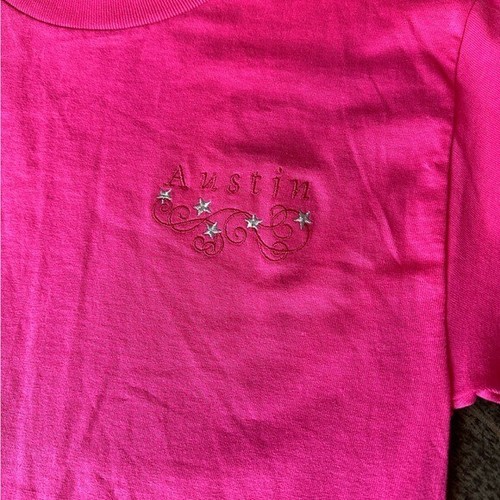 Austin, TX hot pink logo star novelty souvenir t shirt Womens size Small