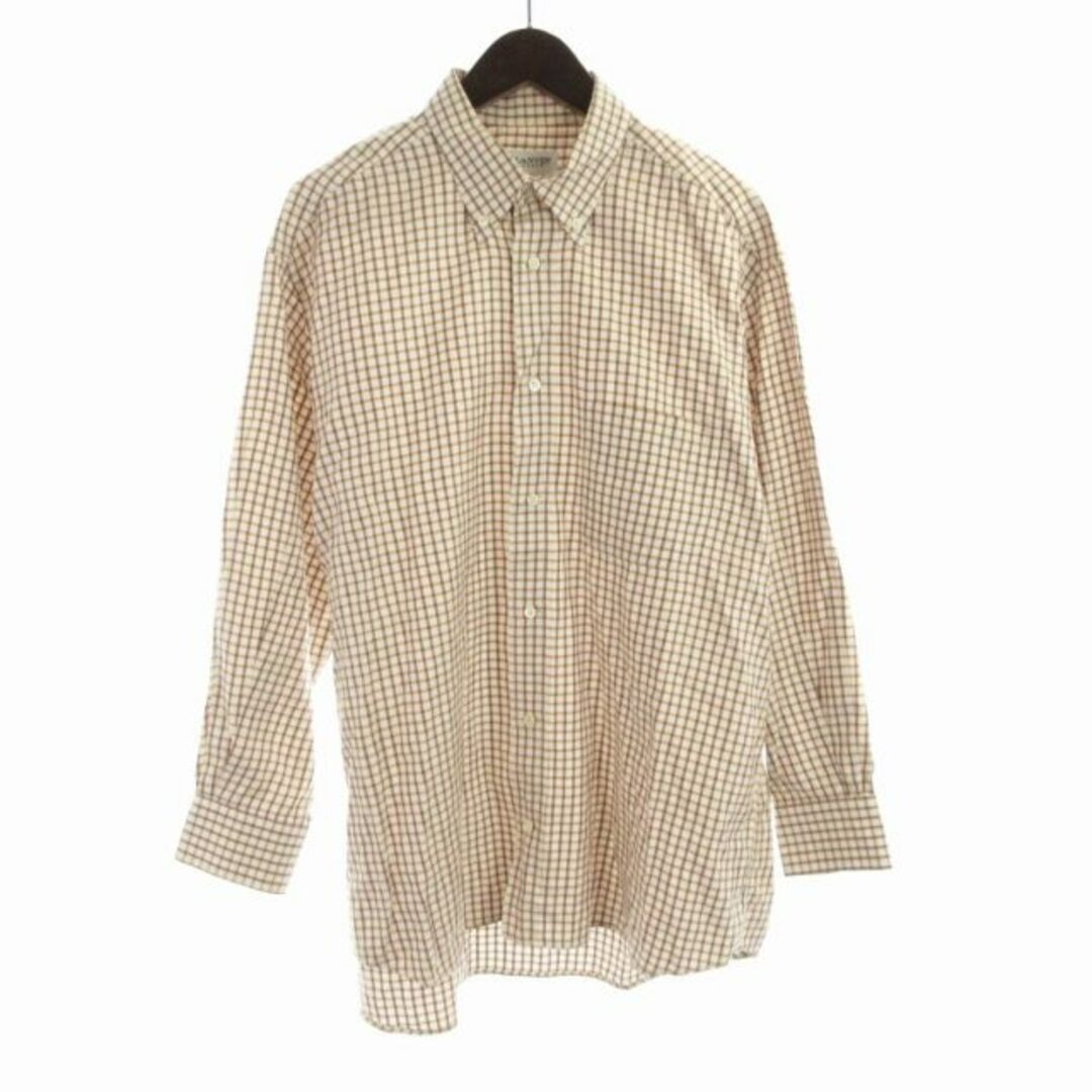 Lanvin Button Down Shirt Check Long Sleeve 43-17 White Brown Lanvin Button Down Shirt Check Long Sleeve 43-17 White Brown