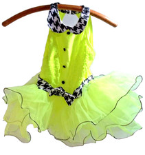 Halloween Revaluation Dance Costume Black/Neon Green Ruffles/Sequence Sz MC