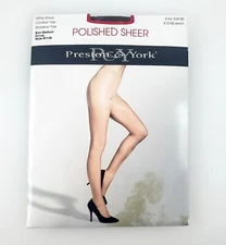 Vtg Preston York Pantyhose Sz Med Cocoa Brown Ultra Gloss Control Top Italy NOS