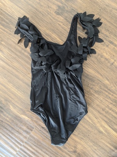 Size 8 Stella Cove Petal Shoulder One-Piece Swimsuit Ruffle Black Swan