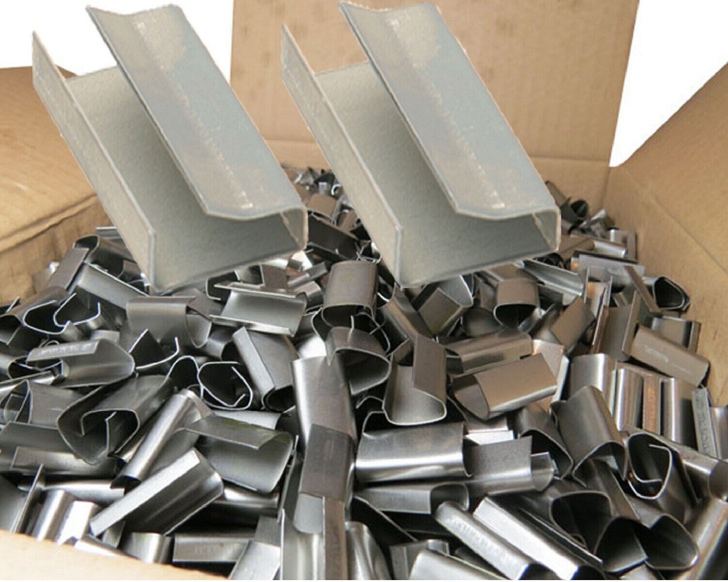 1500 x Heavy Duty 12mm  Steel Strapping Banding Seal Clips 12mm x 25mm SemiOpen
