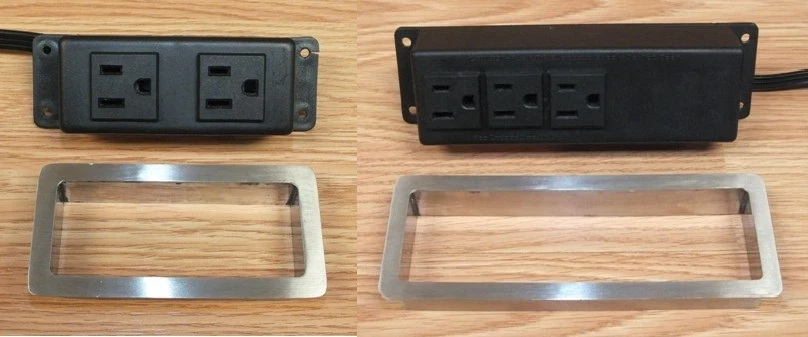 Recessed AC Power Plug Strip w/ Stainless Cover (E317850) (2 or 3 Outlets) READ - Image 2 of 2