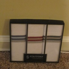 Stanford 3 Men  s Fine Handkerchiefs Colored Borders - New Old Stock
