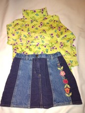 Girls 6 Gymboree Jeans Skort Hanna Andersson Floral Turtleneck EUC