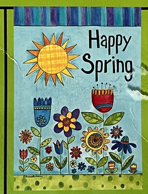 Happy Spring Garden Flag Flowers 12.5 X 18 By Rain Or Shine Flip-It Flag