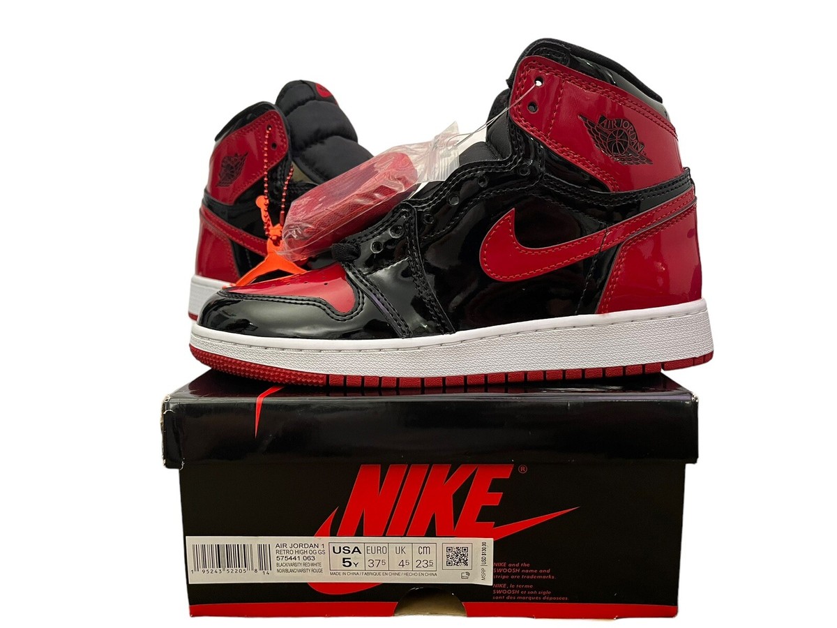 New W Box Authentic Nike Air Jordan 1 Retro High OG Patent Bred GS