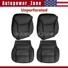 Driver Passenger Bottom Top Leather Seat Cover Black For 15-19 GMC Sierra 1500