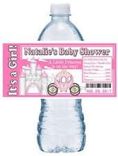 20 PRINCESS BABY SHOWER FAVORS WATER BOTTLE LABELS  Waterproof Ink