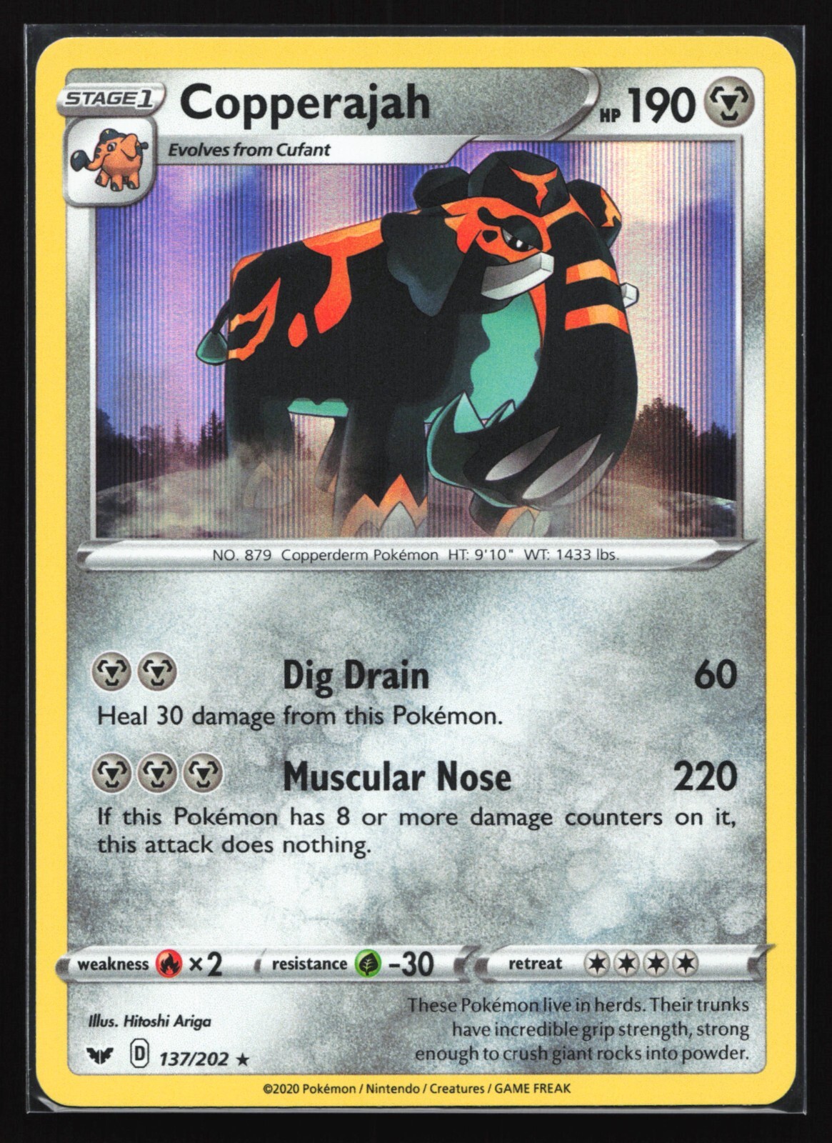 Pokemon Copperajah 137/202 Sword & Shield Holo Rare NM