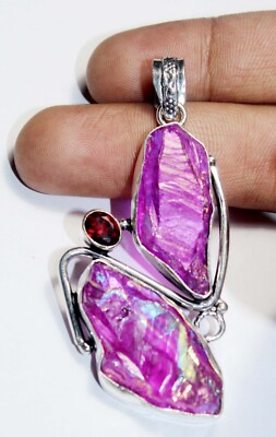 Sun Shine Druzy Garnet Handmade Gemstone Jewelry Pendant Size 3 inches
