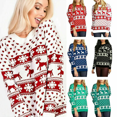 Damen Herren Neuheit Weihnachten Rentier Schneeflocken Weihnachten Strickpullover Pullover