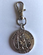  ❤️ST CHRISTOPHER KEY RING BAG CHARM SILVER PATRON SAINT TRAVEL CAR Gift Bag
