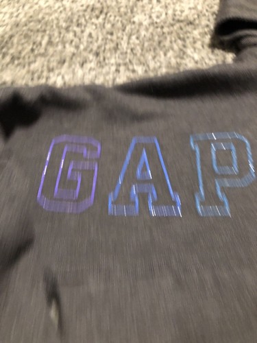 Gap Kids Girls Rainbow Colored Logo Hoodie Sweatshirt Spell out s 6-7 Gray Crop - Picture 3 of 9