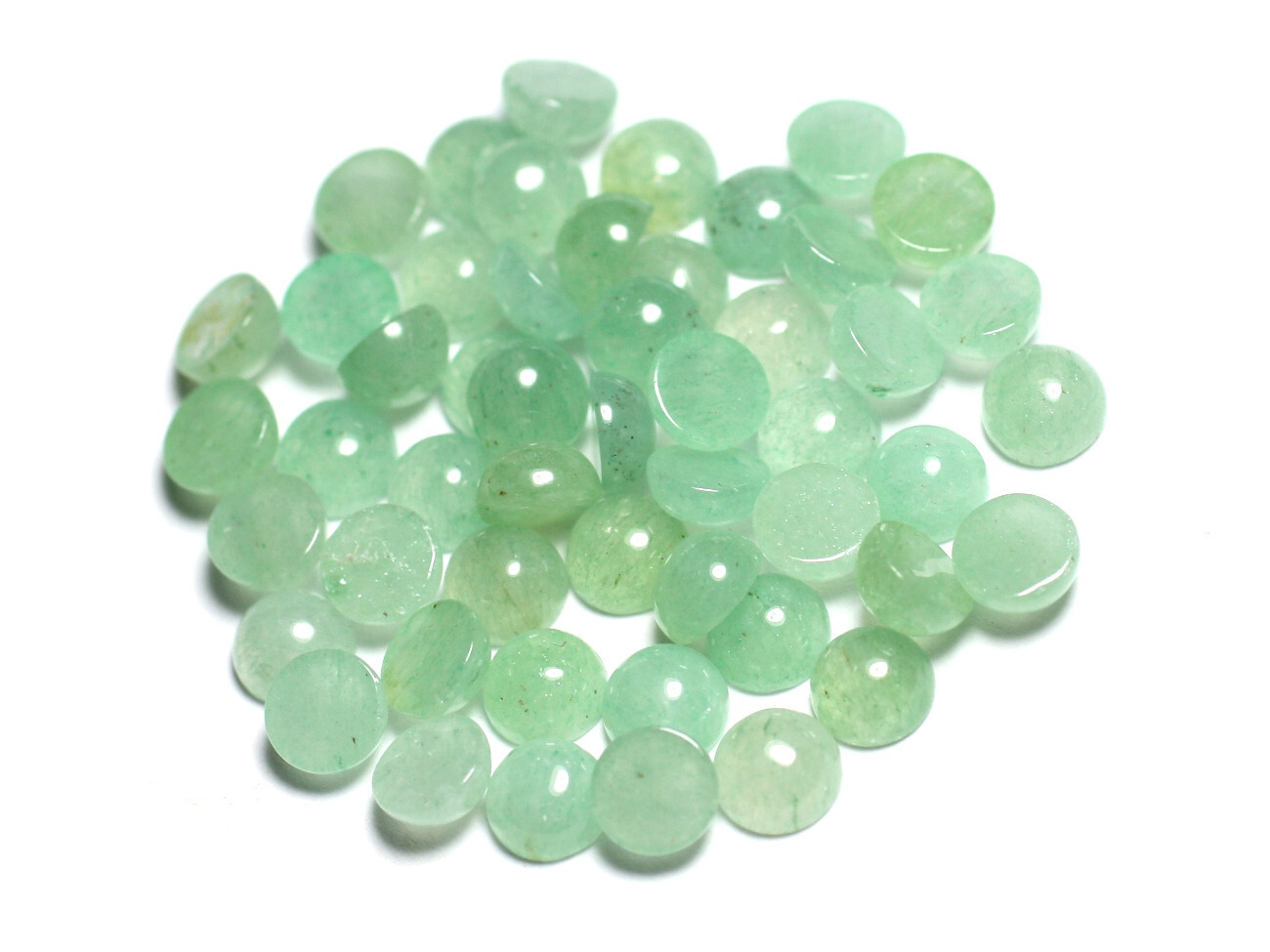 Cabochon Rond En Aventurine Verte 16mm - Pierre Naturelle Pour Création Bijoux