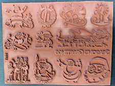 Unmounted Rubber Stamps 6" X 4.5" sheet, 11 images, deep etch Santa/Christmas