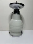 Antique Vintage Art Deco Chrome Ceiling Light Fixture Machine Age Milkglass