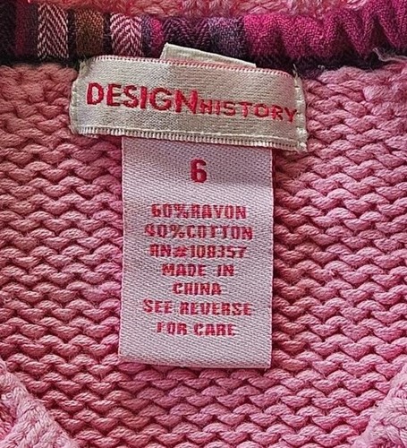 Design History Girls Long Sleeve White Grey Pink Knitted Sweater Size 6 - Picture 7 of 10