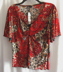Vintage OLIVIA PAIGE Red/Multi-Color 2pc Stretch Knit TOP & SKIRT Sz LARGE — photo 2