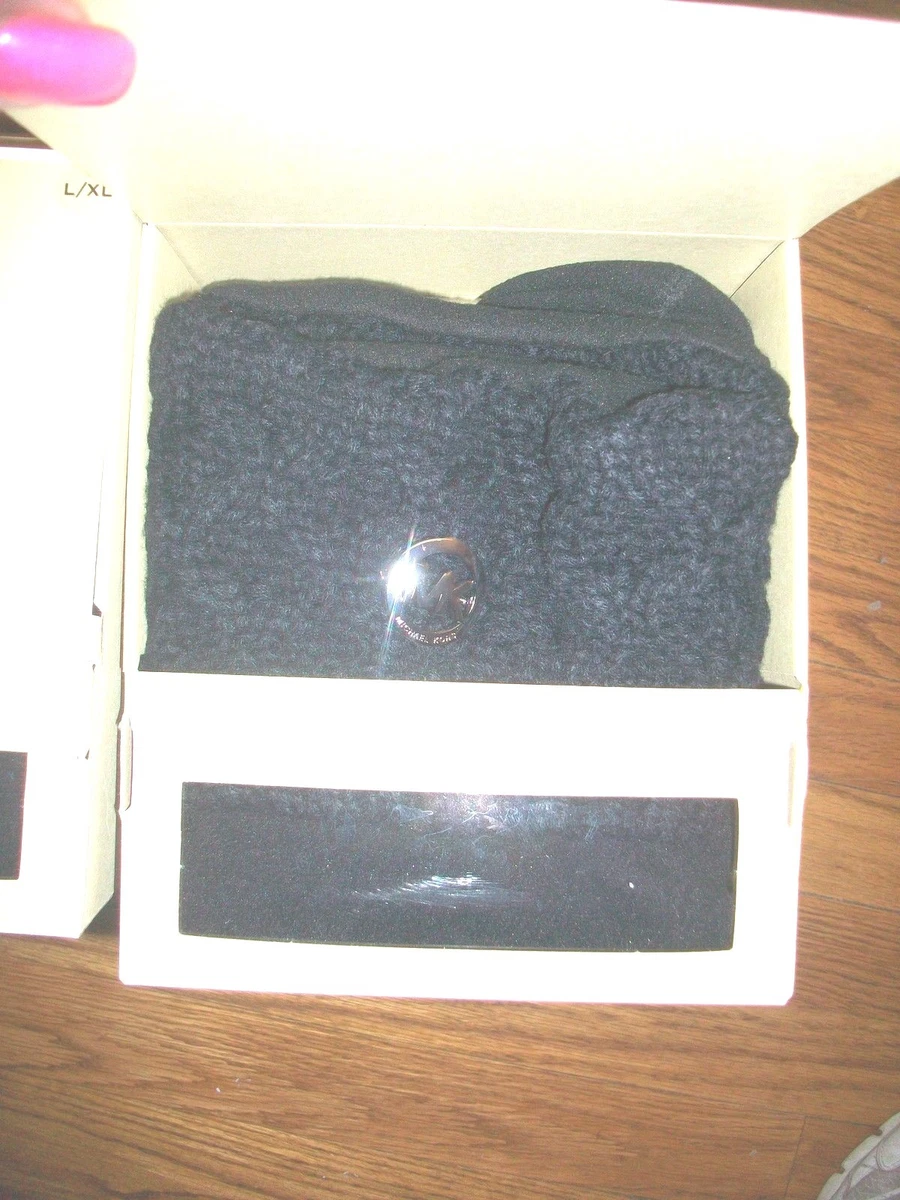 Michael Kors Boot Socks Black Logo Woven L XL