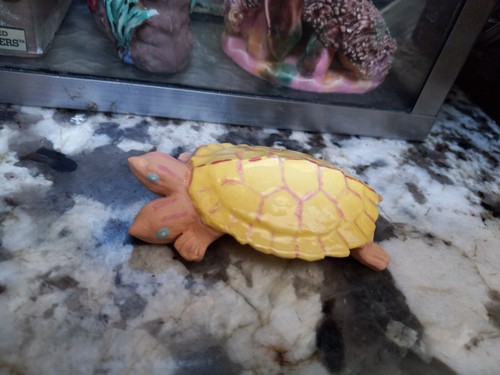Vintage Old Aquarium Fishbowl Ceramic Bisque Blue Eye Albino 2 Headed Turtle - Picture 3 of 8