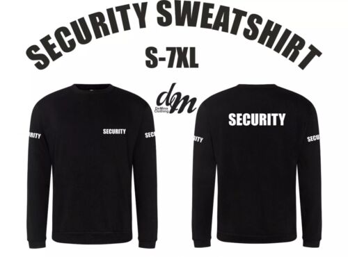 SECURITY SWEATSHIRT BODYGUARD DOORMAN SIZES S-7XL PRINTED FRONT/BACK/SLEEVES - Picture 2 of 3