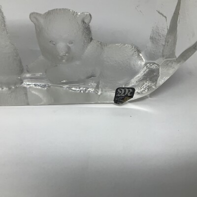 Mats Jonasson Sweden 3517 Polar Bear & Cub - Carved Glass Figurine