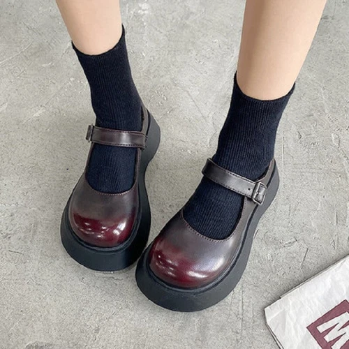 Cute Womens Lolita Mary Jane Platform Med Heel Buckle Strap Cosplay Girls Shoes - Picture 2 of 9