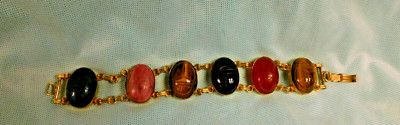 VINTAGE CHUNKY SCARAB BRACELET LARGE 12K GF YELLOW  8 1/2 '' X 7/8 '' NEVER WORN