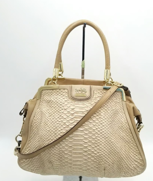 Coach Beige Python Satchel/Crossbody Bag - image 2