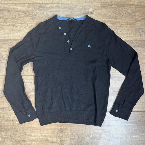 Burberry London Henley Knit Jumper – Size M – Classic Designer Style
