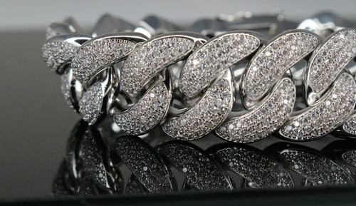 Ice Out 18MM Miami Cuban Link Bracelet 14k White Gold Finish Bling Down MASSIVE - Picture 6 of 6