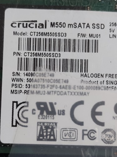 Crucial M550 CT256M550SSD3 256 GB mSATA 1.8 in SSD - Imagen 3 de 3