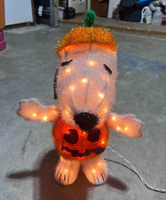 Peanuts Snoopy Pumpkin Light Up Halloween Lawn Decoration 18"